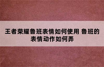 王者荣耀鲁班表情如何使用 鲁班的表情动作如何弄